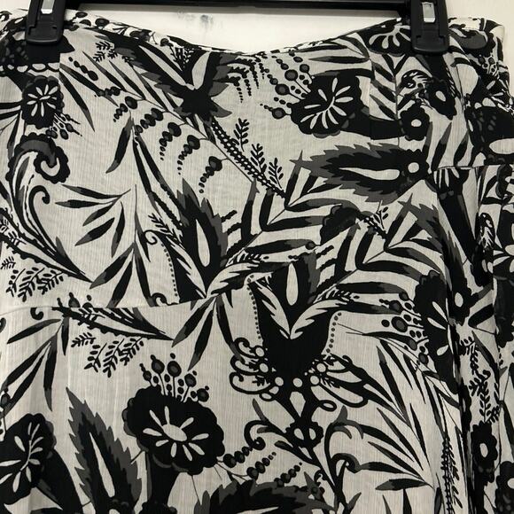 Apt 9 Y2K White & Black Floral Asymmetrical Ruffle Hem Midi Skirt Whimsigoth 10 - Picture 9 of 12